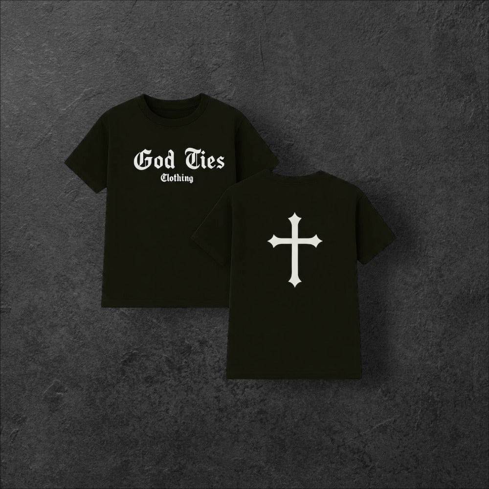 GOD TIES CLOTHING WITH CROSS T-SHIRT